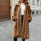 Damen Oversized Kunstpelzmantel mit Schlangenmotiv R&B