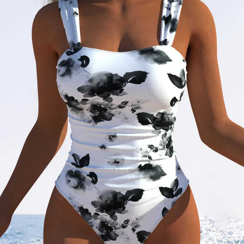 Damen Einteiler Badeanzug mit femininem Floral-Muster und komfortablem Schnitt R&B