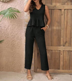 Damen Eleganter Jumpsuit mit modernen Raffungen und lässigem Schnitt R&B