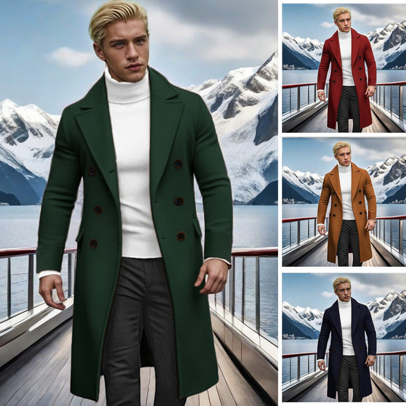 Herren eleganter doppelt-knopf Mantel mit hohem Kragen R&B
