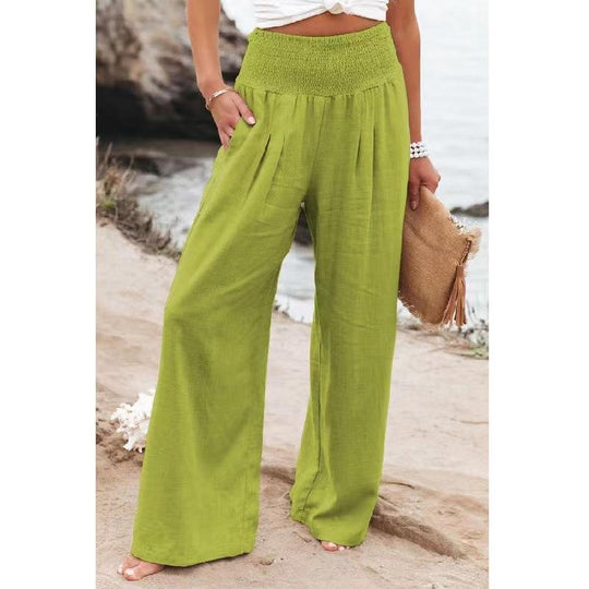 Damen Weit geschnittene Sommerhose mit elastischem Bund und luftiger Passform R&B