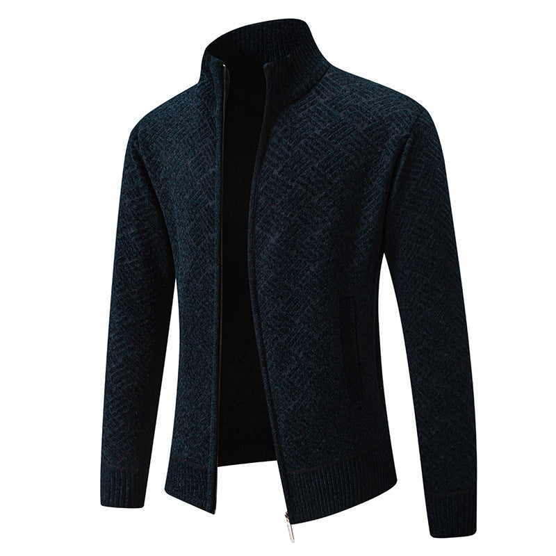 Herren Strickjacke mit modernem Karomuster R&B
