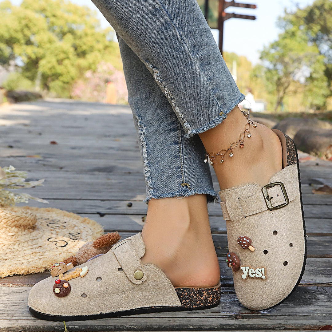 Damen Bequeme Clogs mit süßem Dekor und verstellbarem Riemen R&B