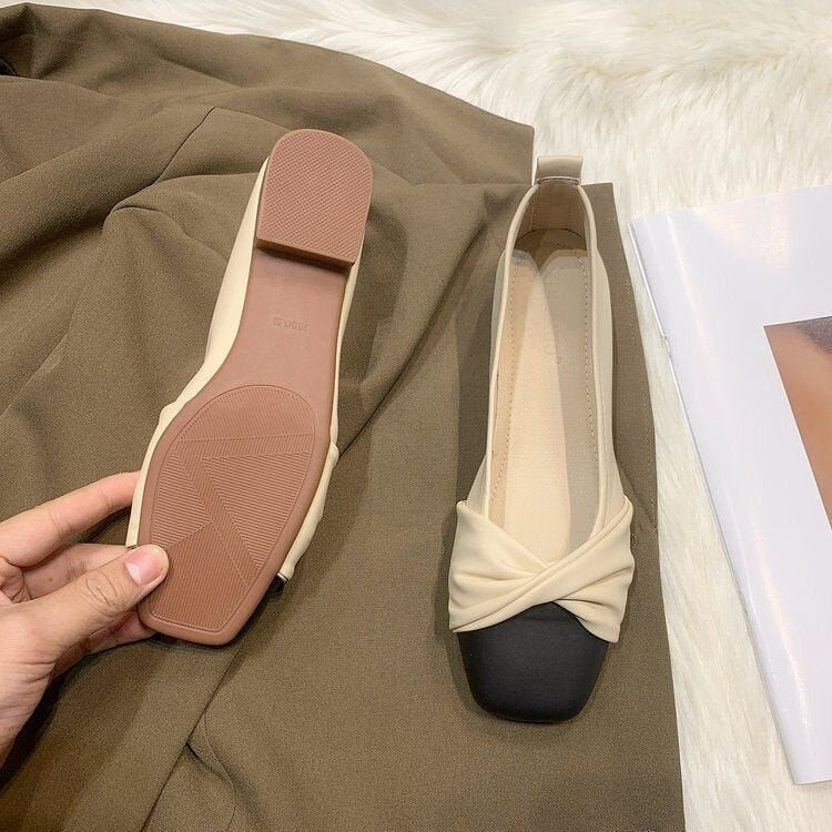 Damen Ballerinas mit modernem Knotendesign und kontrastierender Sohle R&B