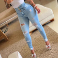 Damen Hochtaillierte Ripped Skinny Jeans mit Knopfdetail R&B