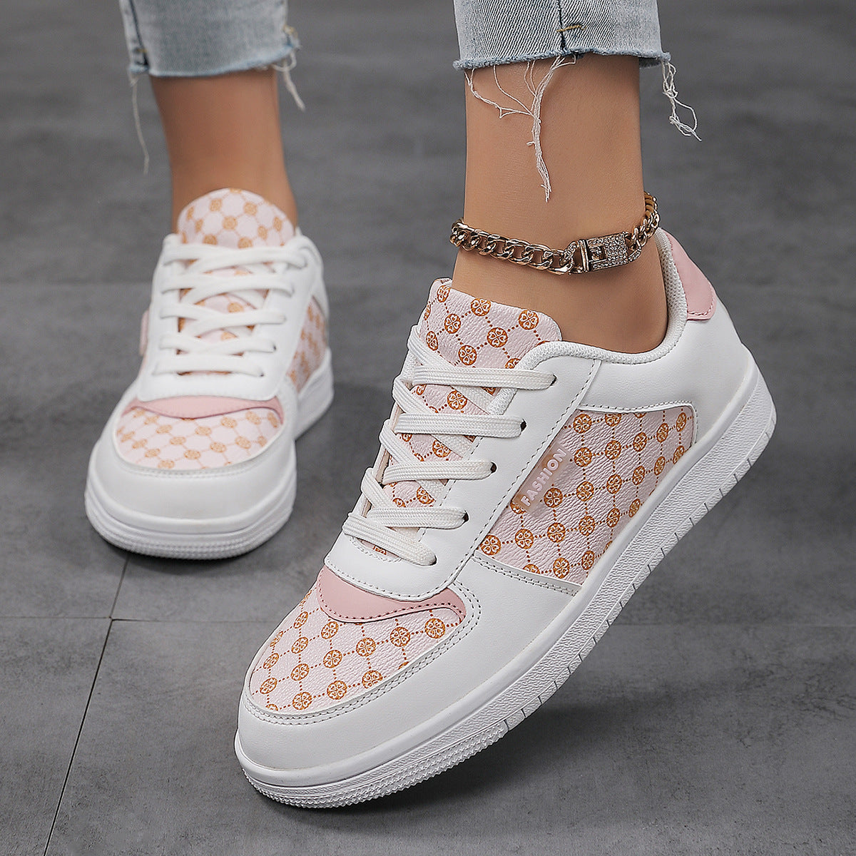 Damen modische Freizeit Sneakers mit Musterdruck und gepolsterter Sohle