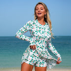 Damen Sportlicher Longsleeve Badeanzug mit fließendem Rock R&B