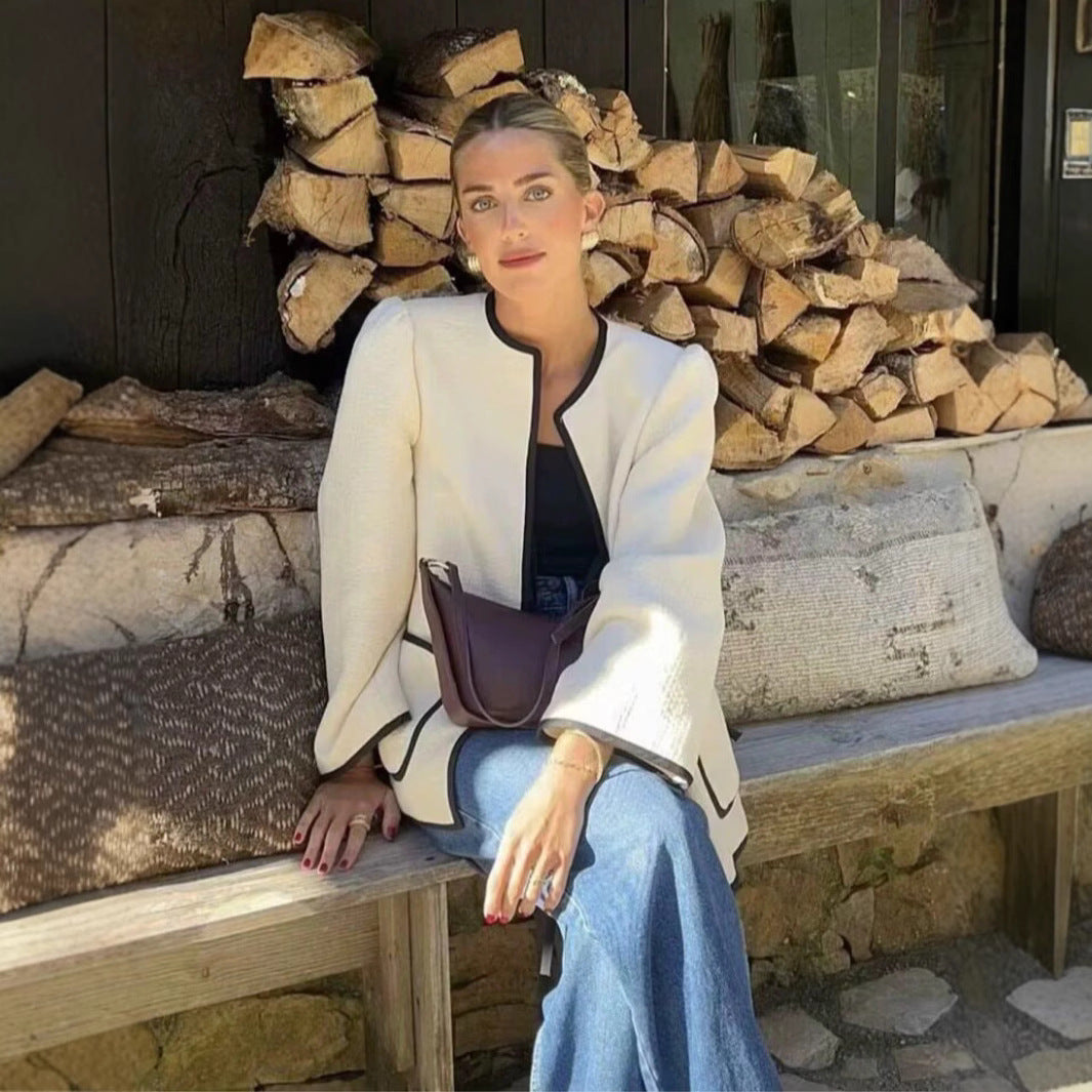 Damen gemütliche und stilvolle Jacke mit praktischen Taschen und Bindegürtel