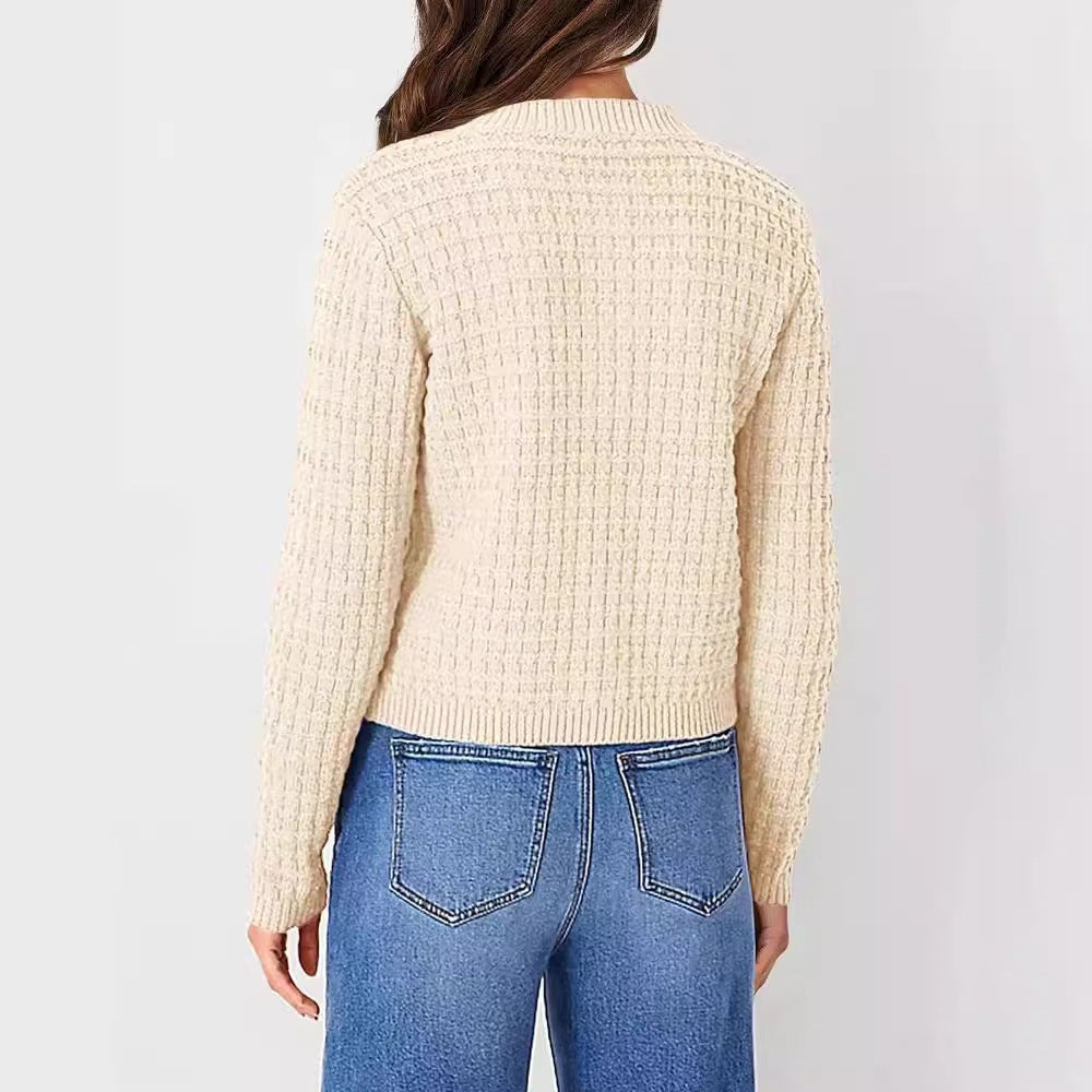 Damen Strukturierte Strickjacke mit Knopfverschluss und feiner Textur R&B