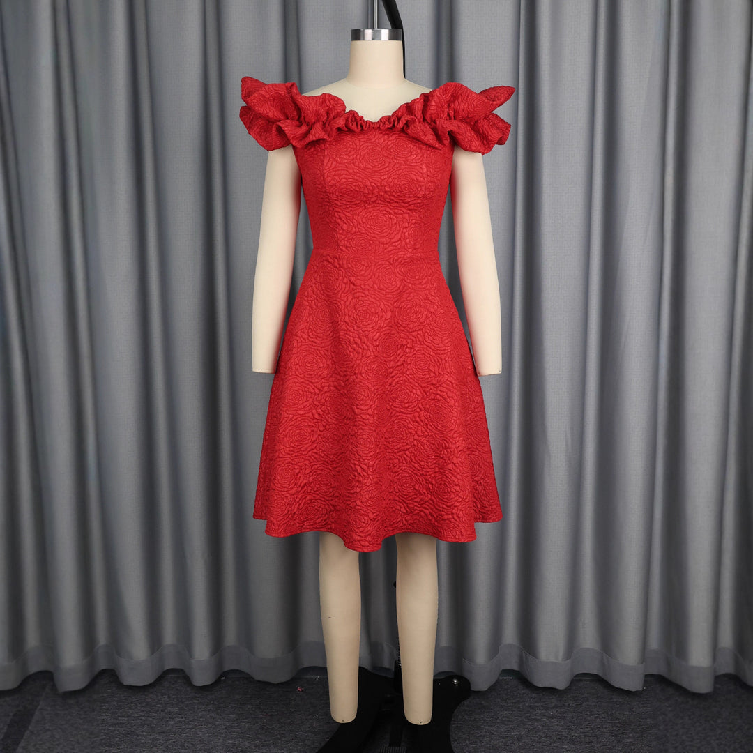 Damen A-Linien Kleid mit Volantärmel R&B