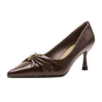Damen elegante spitze Pumps mit raffinierter Schleifenapplikation