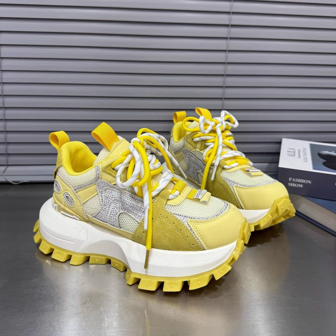 Damen Sportliche Chunky-Sneaker mit dicker Plattform und atmungsaktiver Oberflächenstruktur R&B