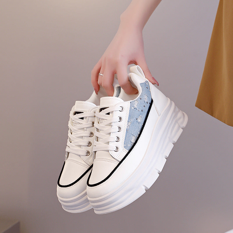 Damen Plattform Sneaker mit modischem Denim-Akzent und rutschfester Sohle R&B