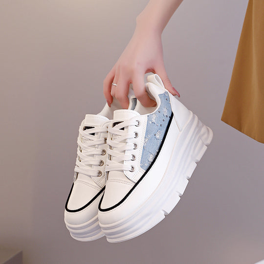 Damen Plattform Sneaker mit modischem Denim-Akzent und rutschfester Sohle R&B