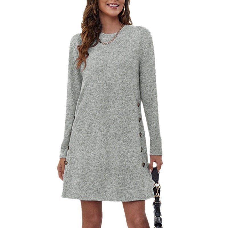 Damen Freizeitkleid mit eleganten Knopfdetails und lässigem Schnitt R&B