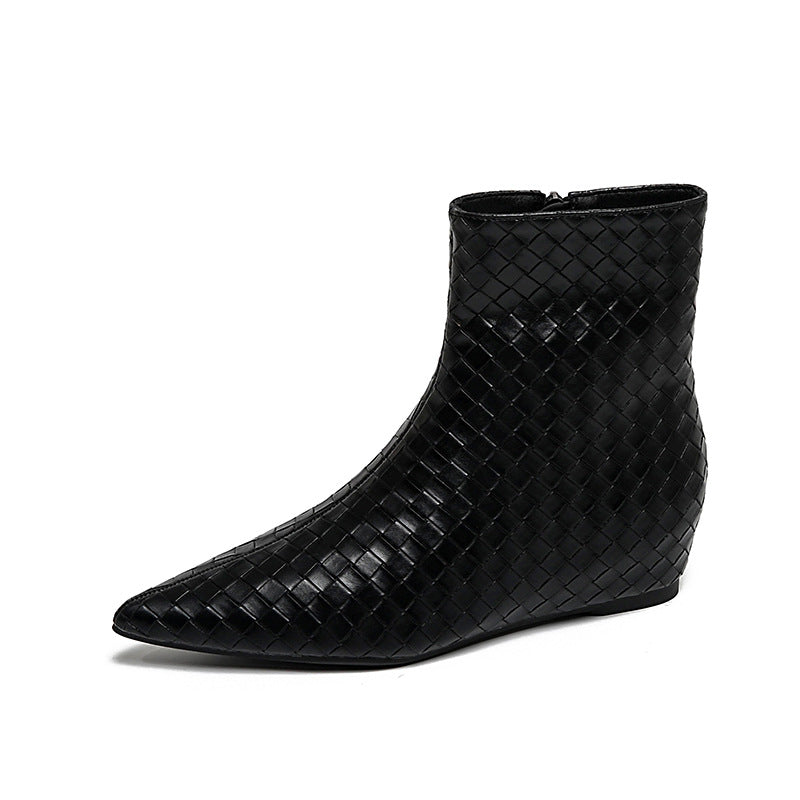 Damen modische Ankle Boots mit geflochtenem Design und eleganter Keilsohle R&B