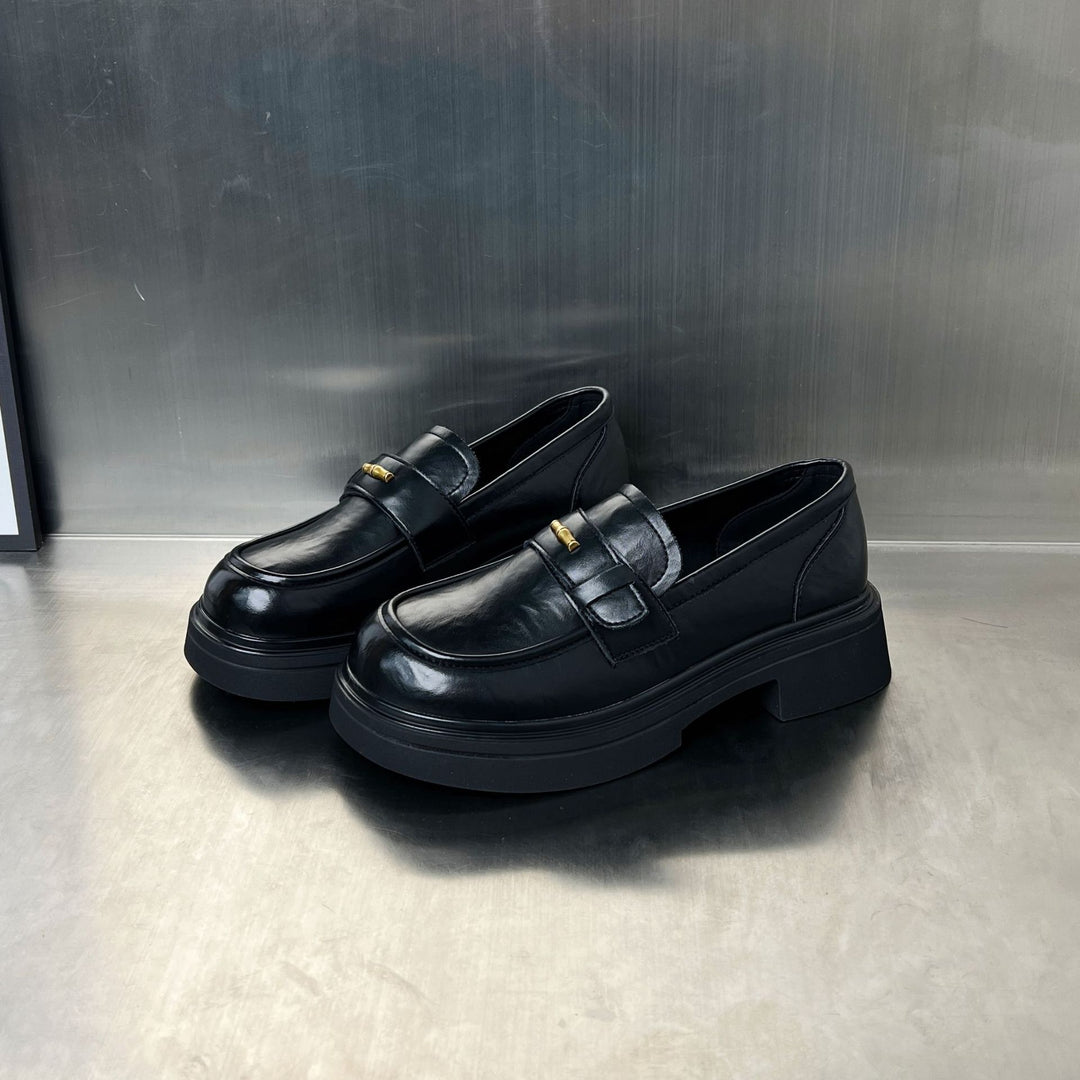 Damen Bequeme Loafers mit klobiger Sohle und eleganter Schnalle R&B