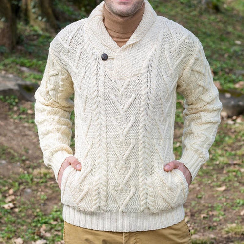 Herren Strickpullover mit klassischem Kragen und strukturiertem Muster R&B