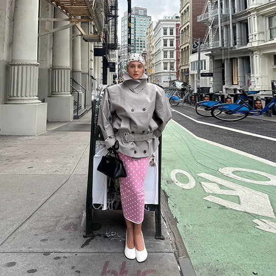 Damen Urbaner Trenchcoat mit hohem Kragen und doppelter Knopfleiste R&B