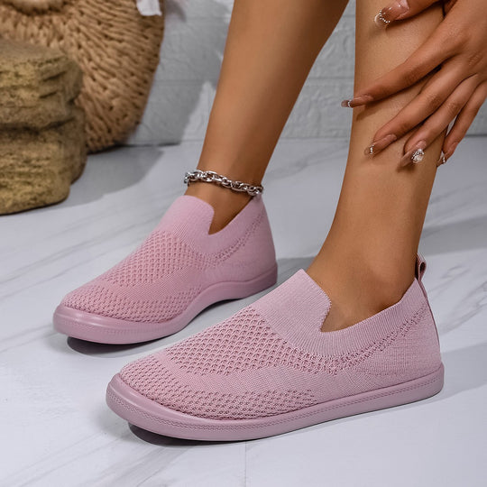 Damen Slip-On Sneakers mit atmungsaktivem Strickoberteil und flexiblem Sohlenprofil R&B