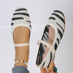 Damen Bequeme Ballerinas mit elastischer Riemchenverbindung und modischem ZR&Bra-Design R&B