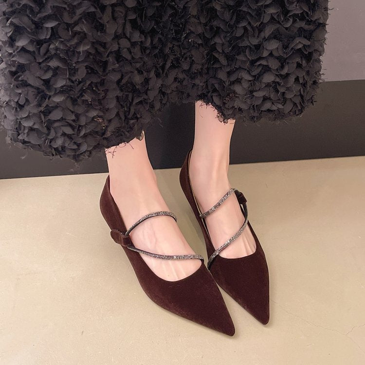 Damen elegante Pumps mit zartem Strass-Dekor R&B