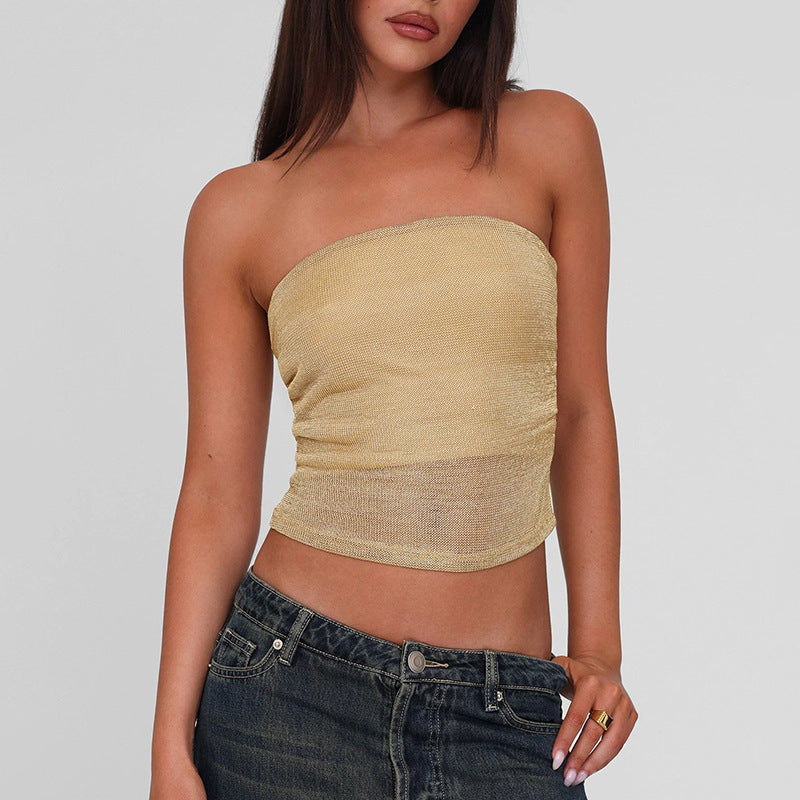Damen Bandeau-Top aus hochwertigem, elastischem Material mit feiner Struktur R&B