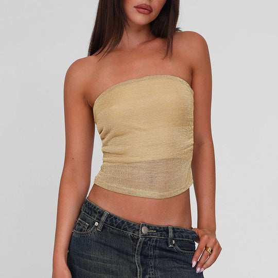 Damen Bandeau-Top aus hochwertigem, elastischem Material mit feiner Struktur R&B