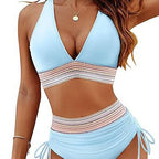 Damen Hochtailliertes Bikini-Set mit verstellbaren Trägern R&B