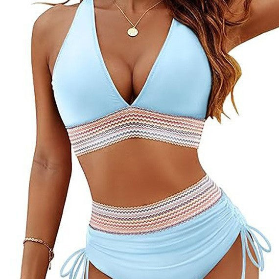 Damen Hochtailliertes Bikini-Set mit verstellbaren Trägern R&B