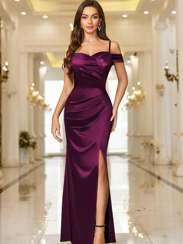 Damen Elegantes Maxikleid mit asymmetrischem Schnitt und Seitenschlitz R&B