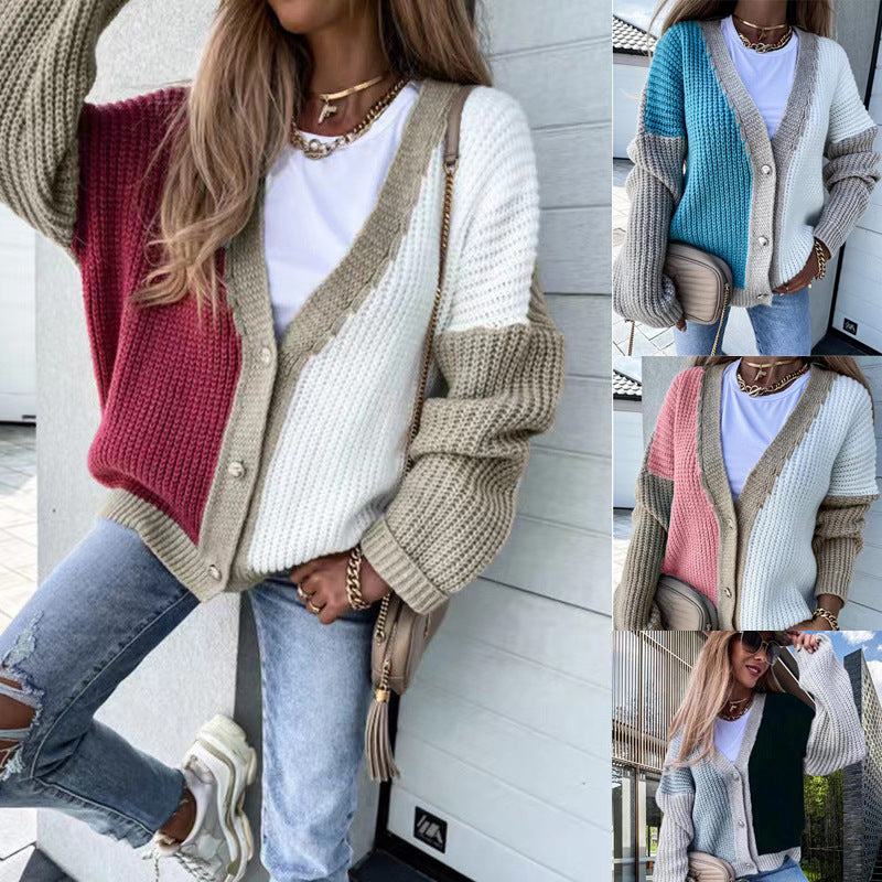 Damen Grobstrick-Knopfjacke im lässigen Oversized-Stil R&B