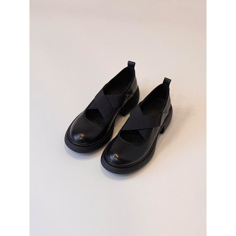 Damen Komfortable Ballerinas mit elastischem Kreuzriemen und glänzender Oberflächenstruktur