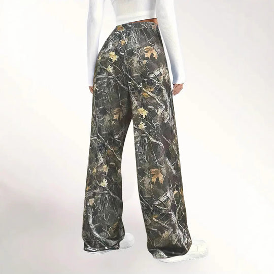 Damen weite Cargohose im Camouflage-Style mit elastischem Bund und praktischem Kordelzug R&B
