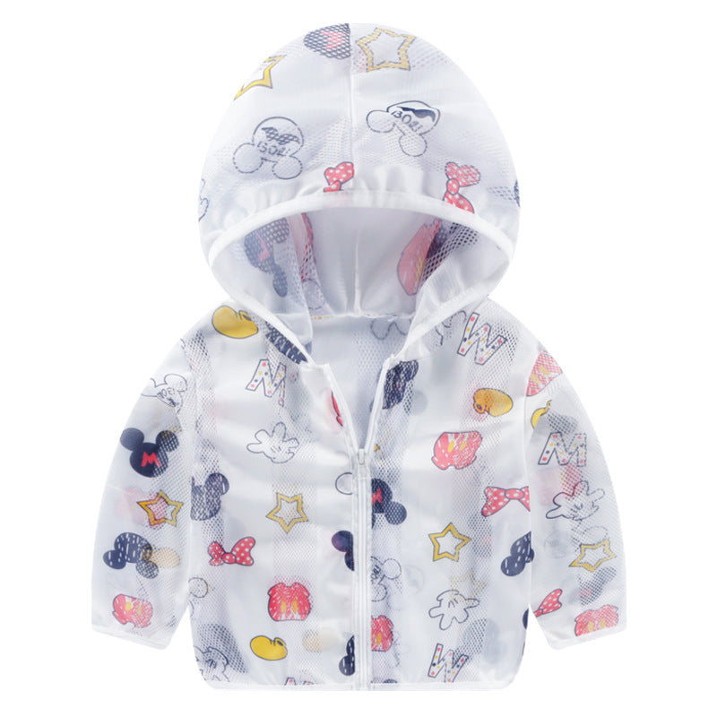 Unisex nan leichtgewicht atmungsaktive Kapuzenjacke für Babys und Kleinkinder mit Mesh-Sonnenschutz und Cartoon-Hasenmotiv R&B