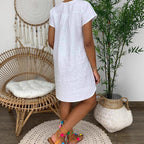 Damen Freizeitkleid mit V-Ausschnitt und weitem Schnitt R&B