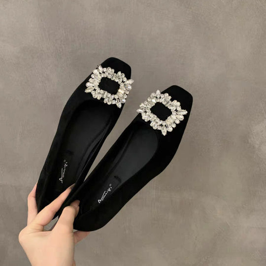 Damen elegante Ballerinas mit funkelnder Schmuckapplikation R&B