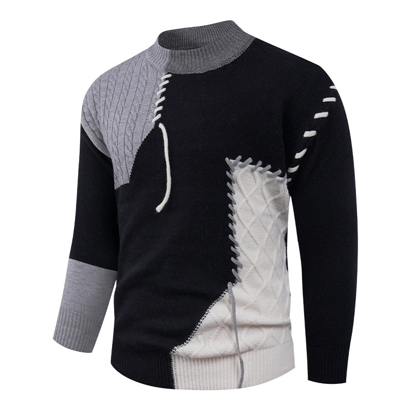 Herren modischer Strickpullover mit asymmetrischem Zopfmuster R&B