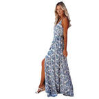 Damen elegantes Maxi-Kleid mit Chic-Wickel-design und seitlichem Schlitz R&B