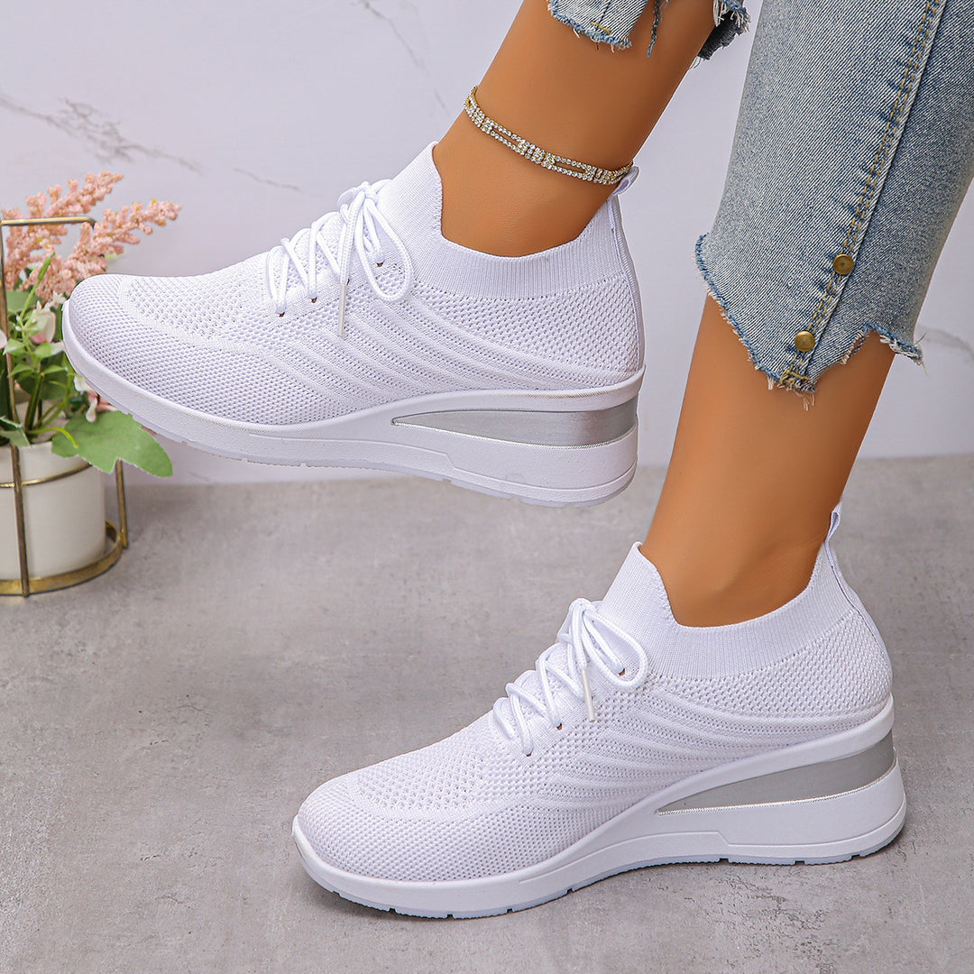 Damen Sportliche Wedge-Sneaker mit atmungsaktivem Mesh-Obermaterial und rutschfester Sohle R&B
