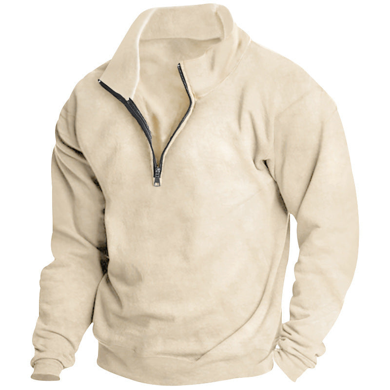 Herren Sportlicher Stehkragenpullover mit Reißverschluss R&B