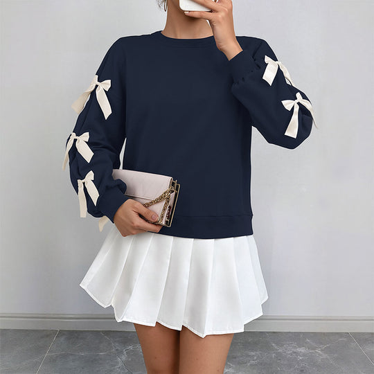 Damen stylisches Sweatshirt mit Rüschendetails an den Ärmeln R&B