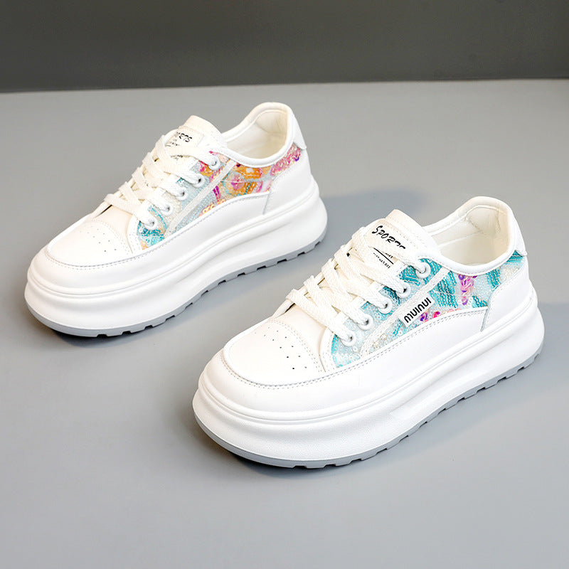Damen modische Plateau-Sneaker mit trendiger Oberflächenstruktur und dämpfender Laufsohle R&B