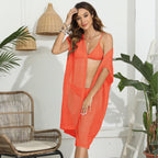 Damen luftiger Häkel-Strandüberwurf mit transparentem Design R&B