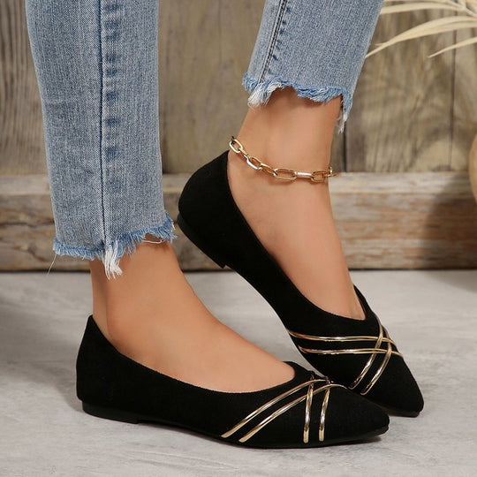 Damen elegante Ballerinas mit geschmackvollen Goldakzenten R&B