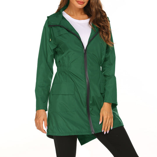 Damen Outdoor-Jacke mit verstellbarer Kapuze und elastischem Bund R&B