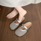 Damen Slip-On Clogs mit modischem Netzdesign und dekorativem Verschluss