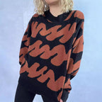 Damen lässiger Pullover mit modernem Farbblockdesign und voluminösen Ärmeln R&B