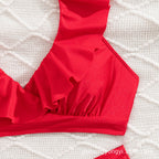 Damen Hoch-waisted Bikini mit voluminösem Rüschendesign R&B