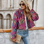 Damen Trendige Kurzjacke aus Kunstpelz im Leopardenmuster R&B
